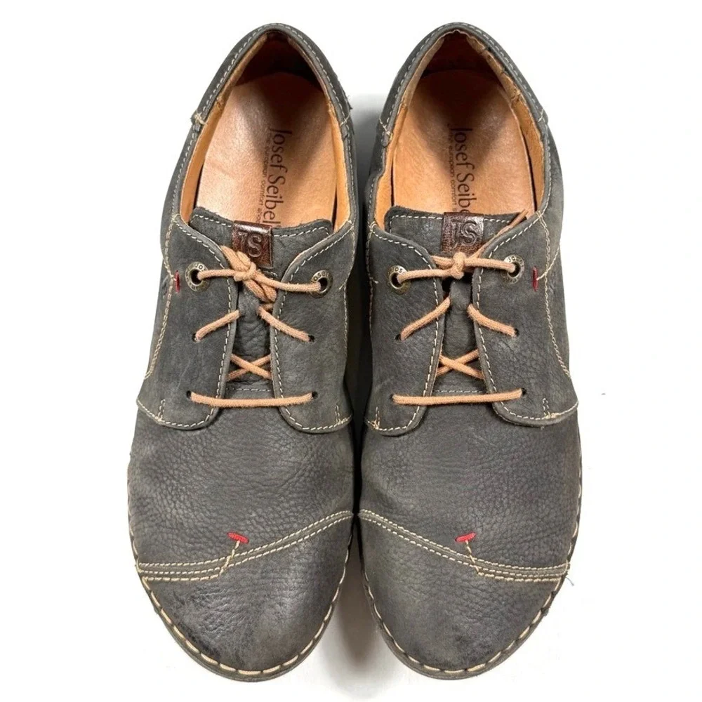 Josef Seibel Fergey 20-Titan‎ Leather Lace Up Shoes Womens Sz 41 /US 10